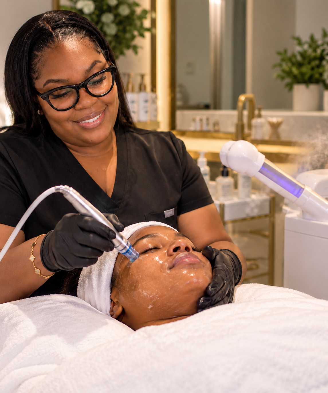 Facial treatment in progress at Selah Glow Aesthetics