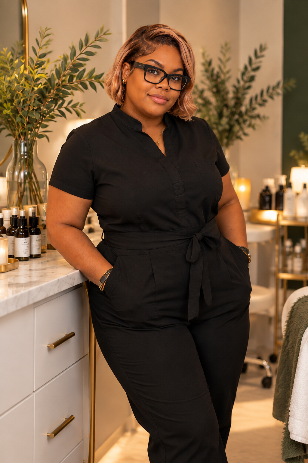 Selah Glow Aesthetics provider standing in the studio